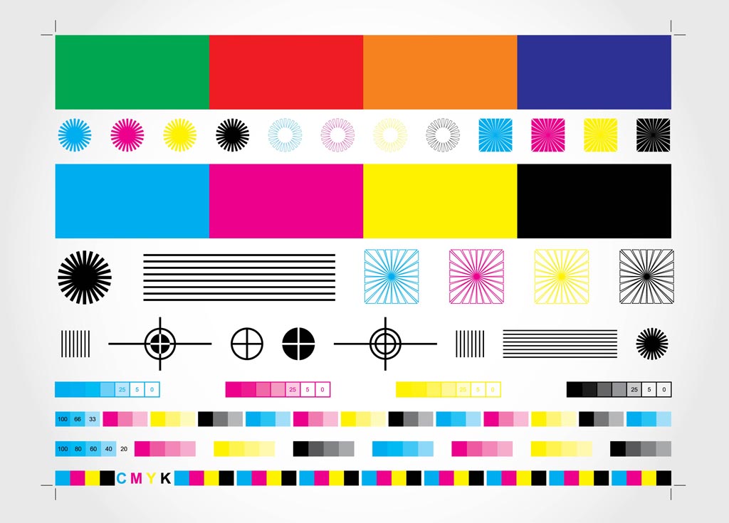 CMYK registration marks and technical mark up
